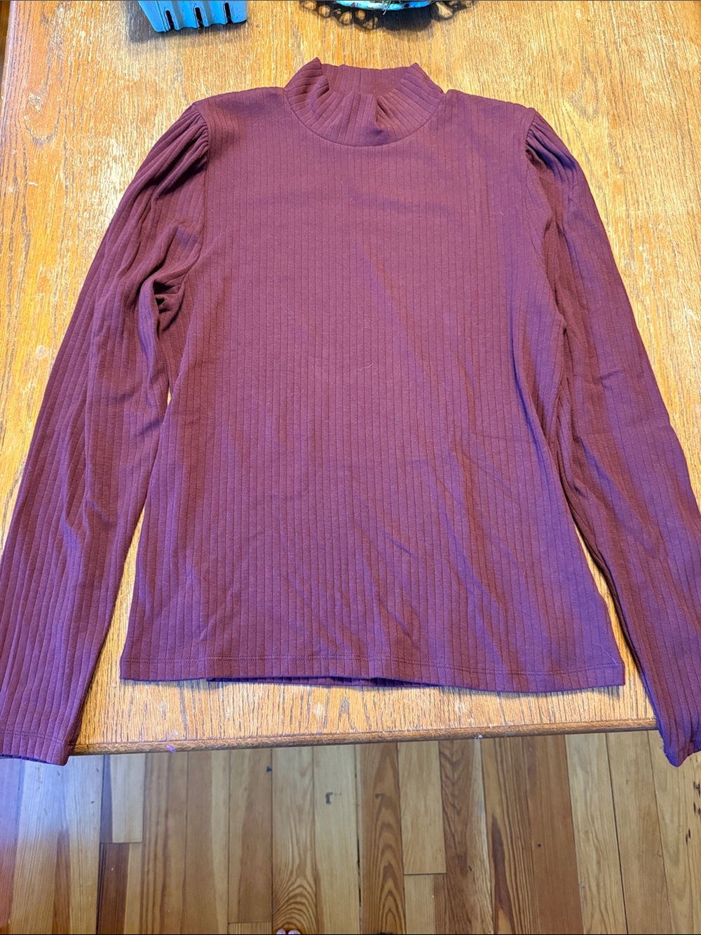 GAP Ribbed Mock Neck Long-Sleeve Top - Burgundy